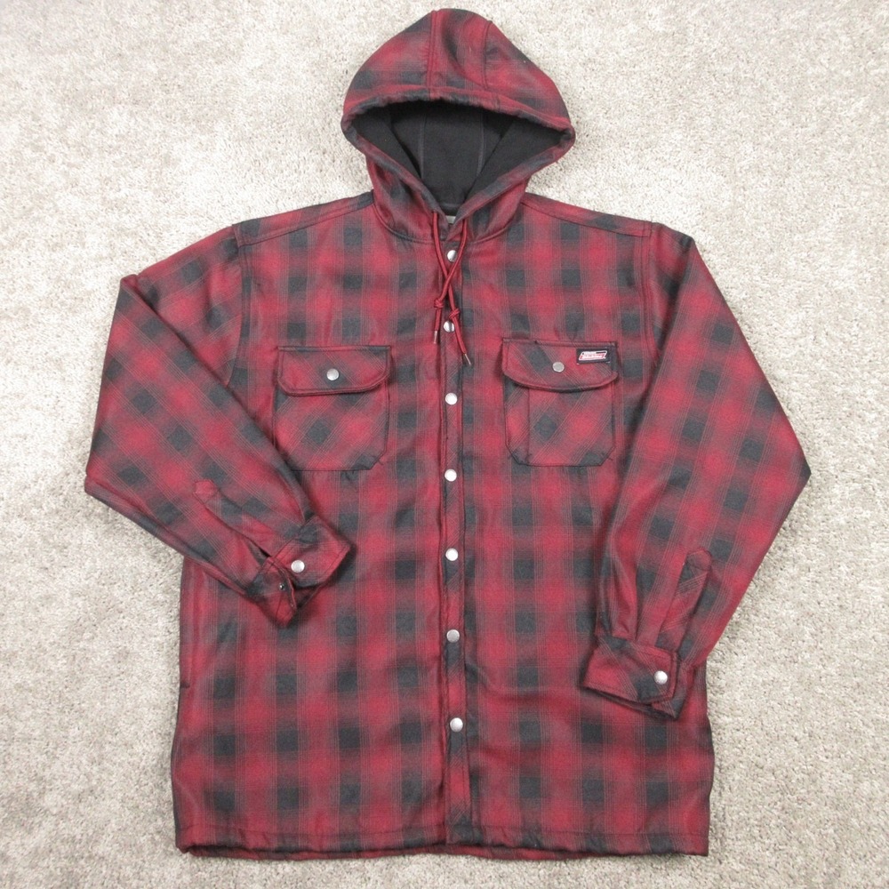Dickies Jacket Mens Large Red Black Plaid Lumberjack Fleece Workwear Heavy Coat